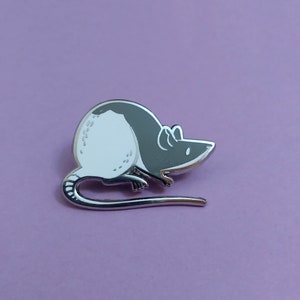 Gray hooded rat cute pet rat enamel pin