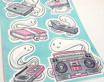 Haunted 80s Retro Dead Format Ghost Sticker Sheet