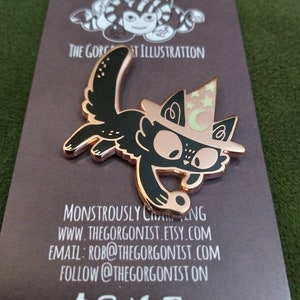 Playful Witchy Kitty copper enamel pin