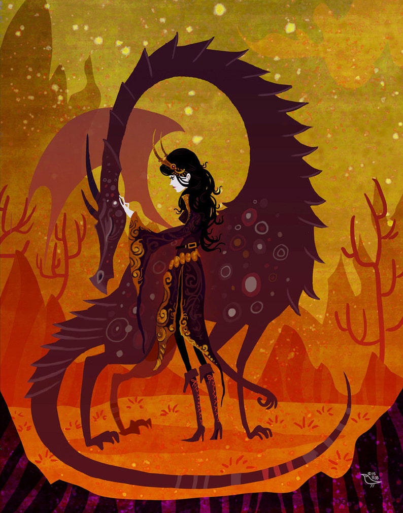 The Sorceress and the Dragon 8x10 art print image 1