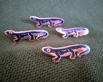 Eye of newt witch's familiar black and copper cute salamander enamel pin