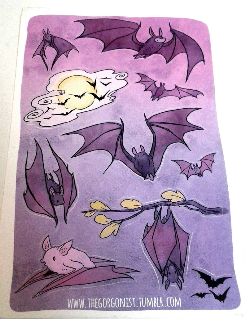 Cute Bat Sticker Sheet Etsy