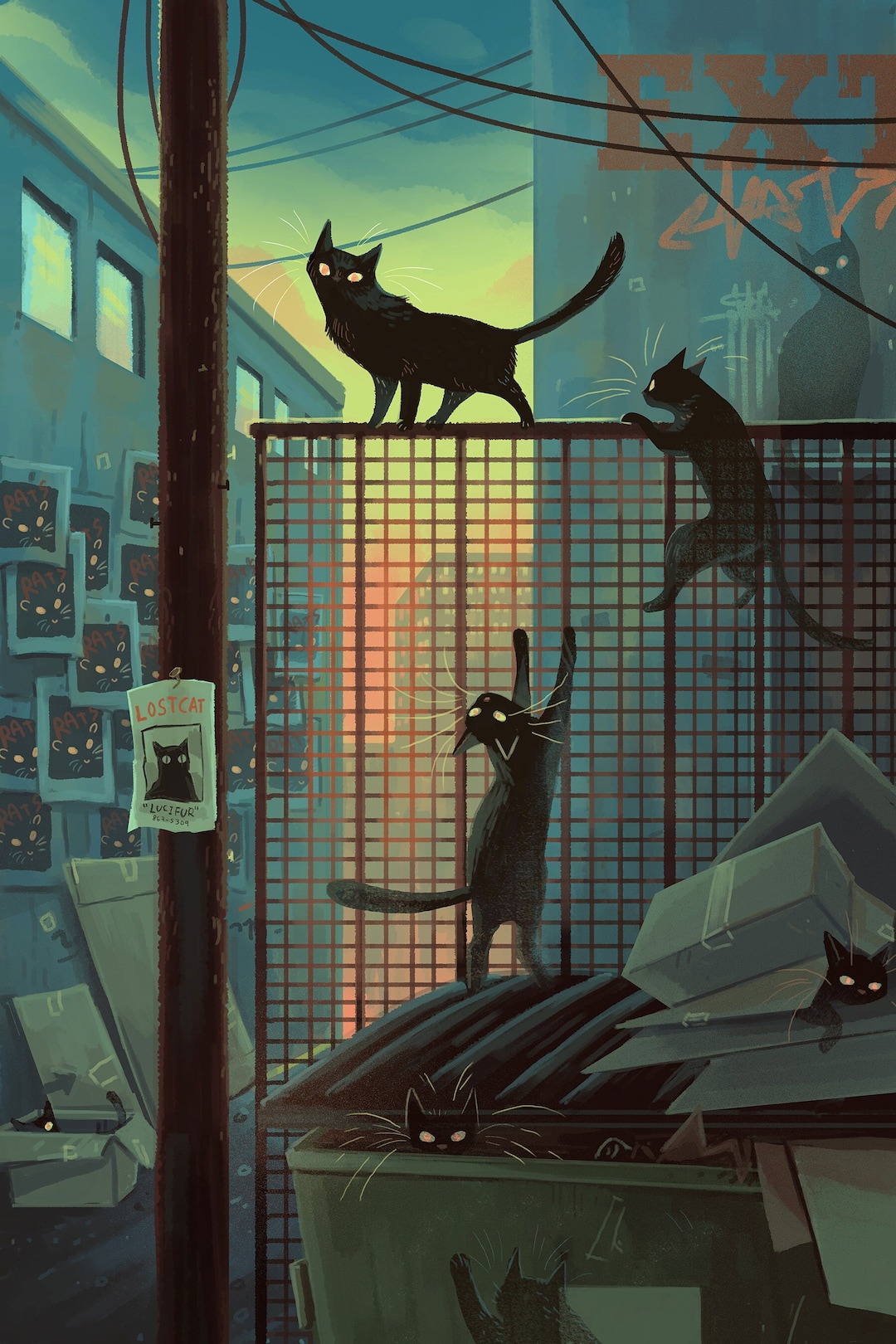 Alley Shadow Cat Urban Legend 8x12 Art Print - Etsy