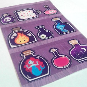 Cute Cabinet of Curiosity Alchemy Bottles Sticker Sheet