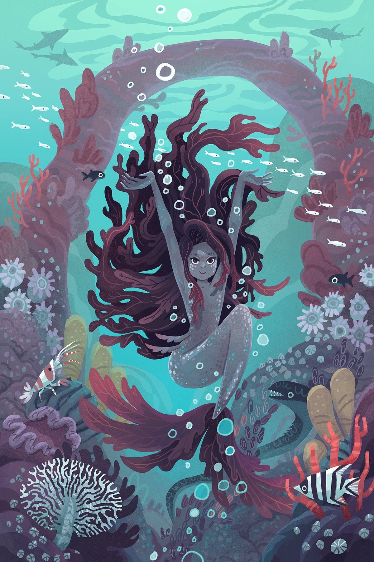 Cerulean Reef 8x12 Inch Mermaid Art Print - Etsy