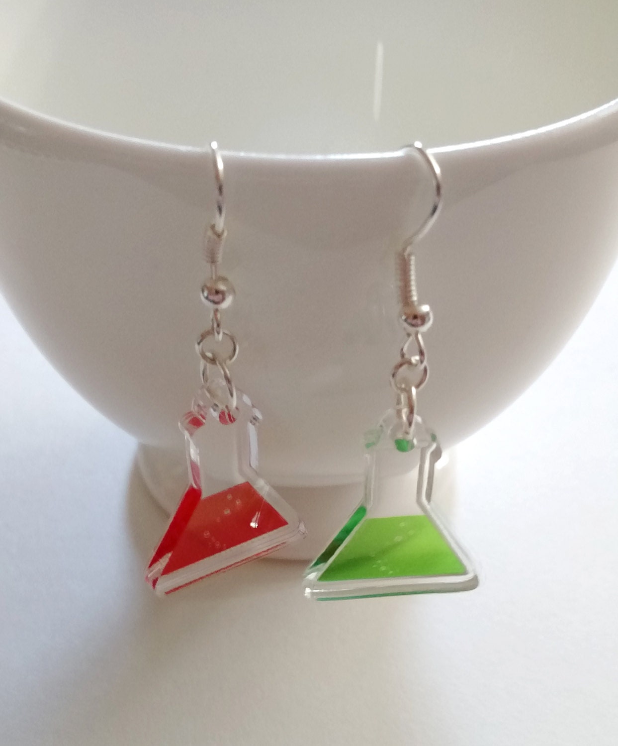 Erlenmeyer Flask clear acrylic charm earrings Etsy