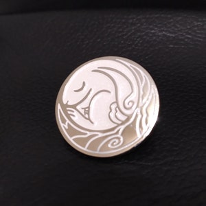 Good Night Moon Bunny Year of the Rabbit pearly white enamel and silvery metal pin