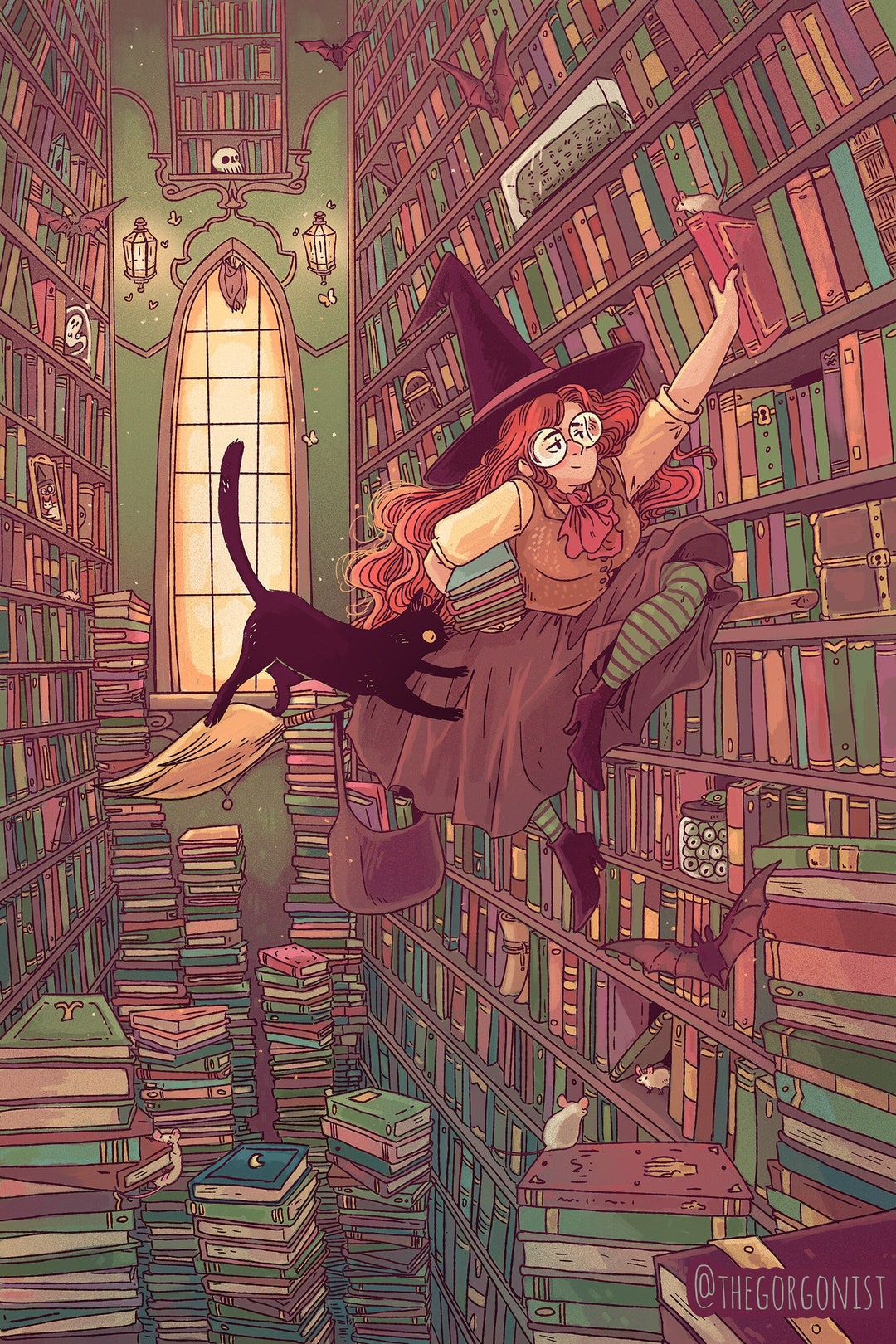 Arcane Academia Library 8x12 Cute Witchy Art Print - Etsy