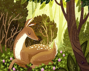 Fawn in Repose 8x8 art print