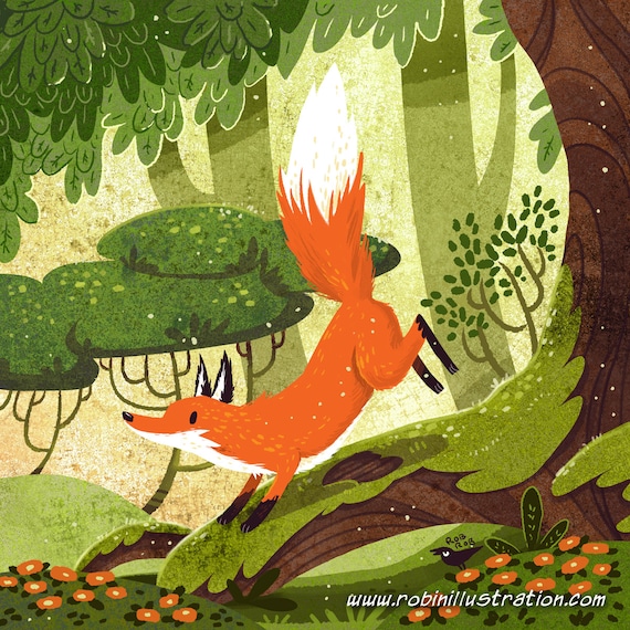 Fox Box 8x8 Square Art Print Etsy