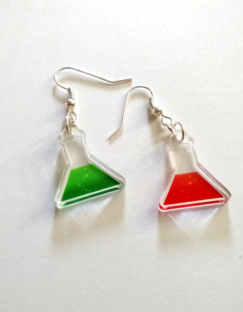 Erlenmeyer Flask clear acrylic charm earrings Etsy