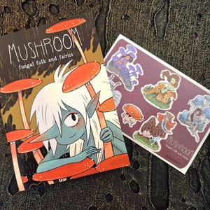 Mushroom Folk and Fairies mini art book zine