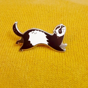 Masked pet ferret ermine mink rose gold metal hard enamel pin