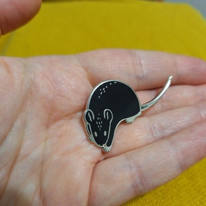 Slinky Black Rat enamel pin