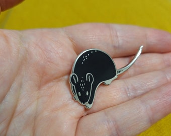 Slinky Black Rat enamel pin