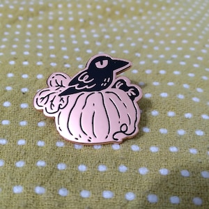 Pumpkin Patch Crow cute copper pumpkin hard enamel pin