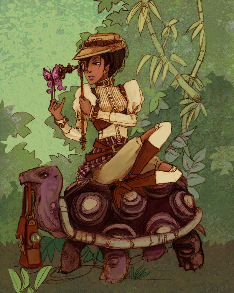 Natural Philosopher steampunk scientist/safari illustration print image 1