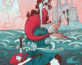 Little Mermaid Literary 12x18 inch poster