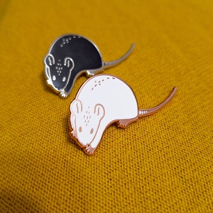 Slinky White Rat enamel pin
