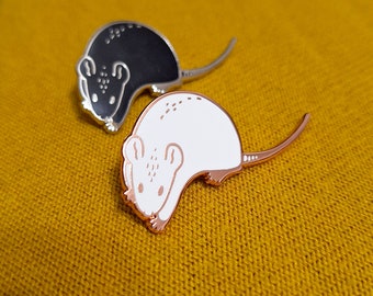 Slinky White Rat enamel pin