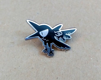 Cawing crow raging raven hard enamel pin