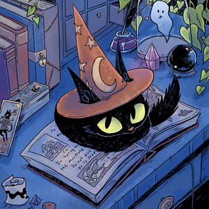 Grimoire Loaf Witchy Kitty 8x10 inch art print