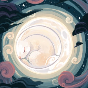 Rabbit in the Moon 8x12 in art print
