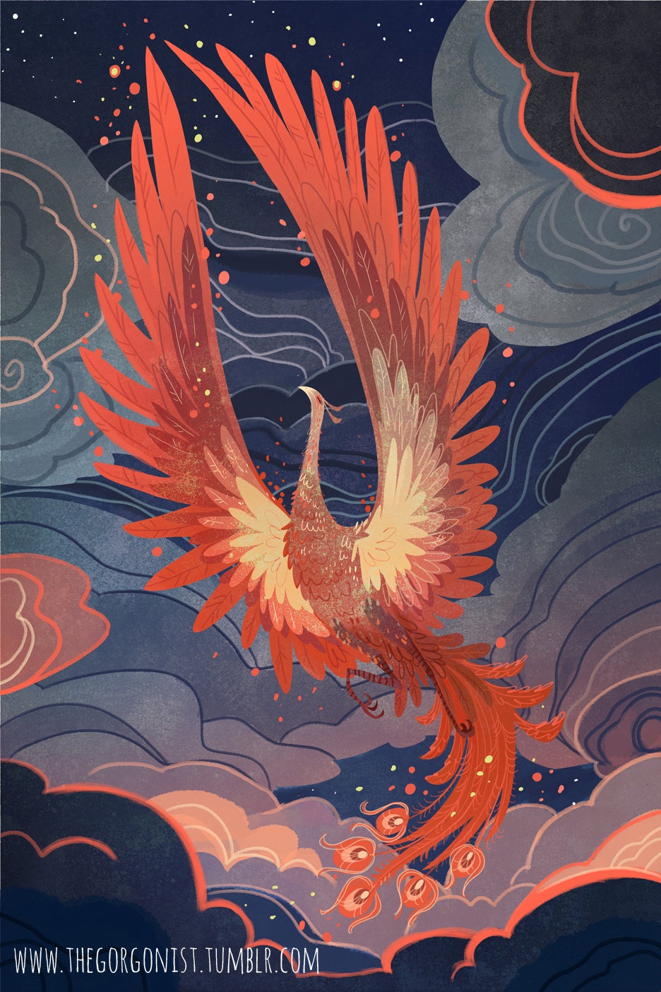 Phoenix of the Night 8x12 Art Print - Etsy