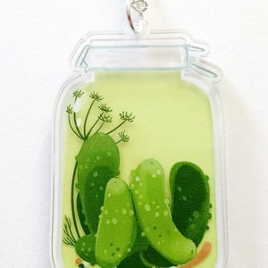 Pickle Jar clear acrylic charm necklace