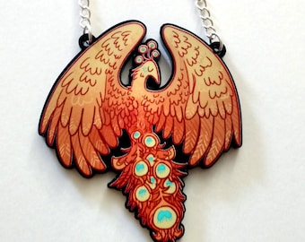 Phoenix Rising acrylic charm necklace