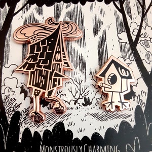 Baba Yaga and Baby Yaga Huts Hartemaille Kupfermetall Pin auf spezieller Schutzmitelkarte