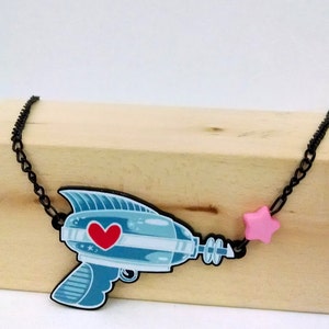 Retro Ray-Gun acrylic charm necklace