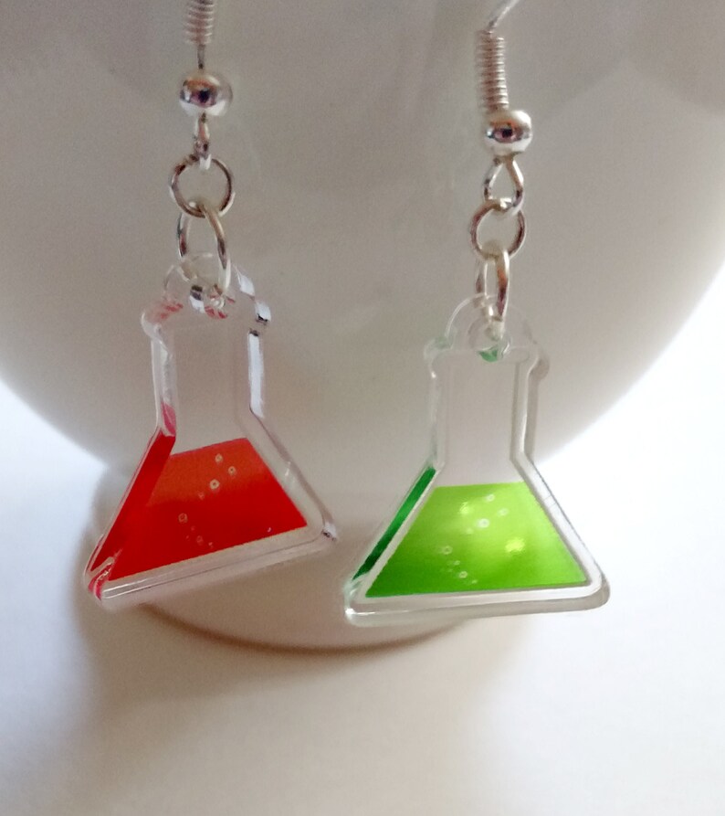 Erlenmeyer Flask clear acrylic charm earrings Etsy