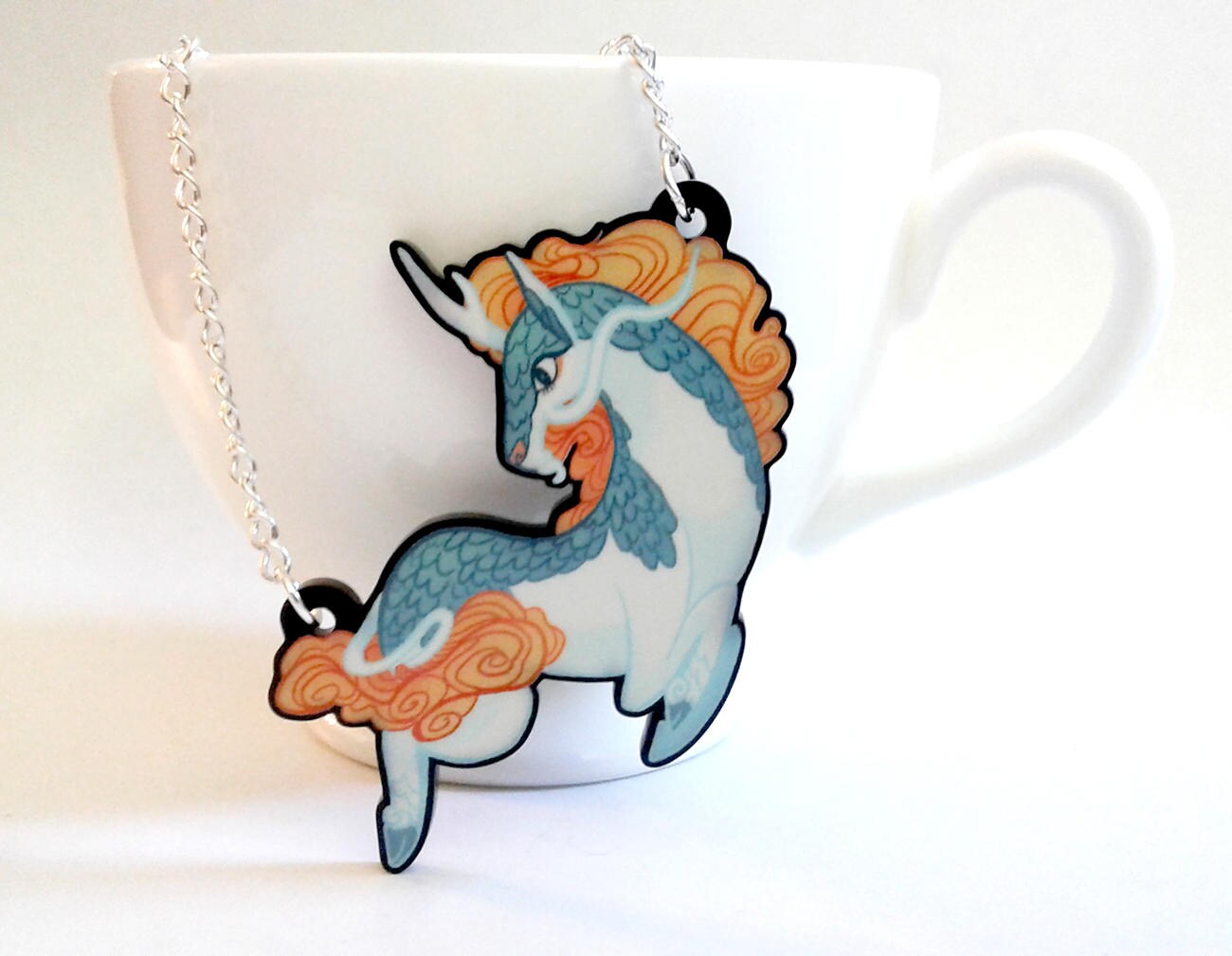 Kirin Chinese Unicorn Acrylic Charm Necklace Etsy