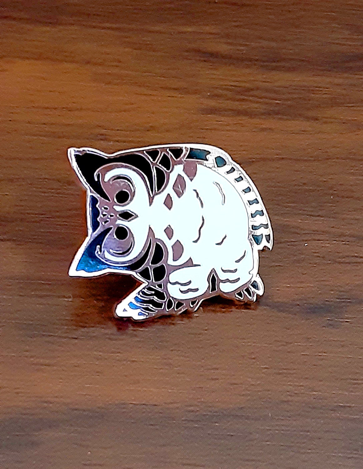 Hoo Who Curious Owl Great Horned Owl copper metal enamel pin