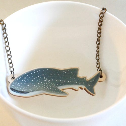 Whale Shark Wood Charm Necklace | Etsy