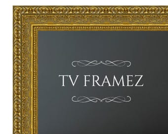 Gold Ornate Baroque TV Frame 4" Wide Custom Sized, Fits All Brands