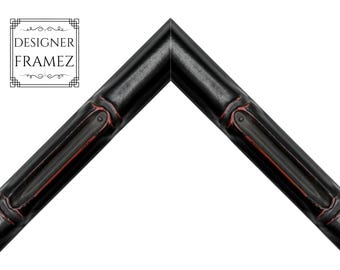 Black Bamboo Picture Frame 5/8" Wide-Solid Wood-Custom Sizes up to 24 x 36". Plexi & Backing Option Available. Fast Free Shipping