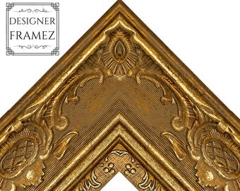 Ornate Gold Baroque Picture Frame 2-1/2" Wide Custom Sizes Available up to 48 x 60". Plexi & Backing Option Available. Fast Free Shipping