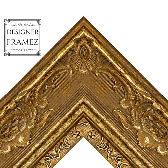 Ornate Gold Baroque Style Picture Frame 2-1/2" Wide Custom Sizes Available. Plexi & Backing Option Available-Any Size up to 60 x 80"