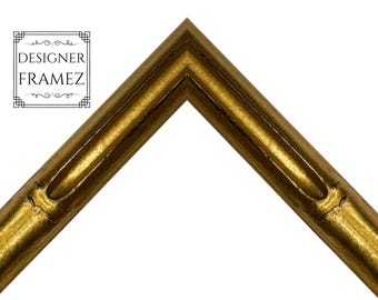 Gold Bamboo Picture Frame 5/8" Wide-Solid Wood-Custom Sizes up to 24 x 36". Plexi & Backing Option Available. Fast Free Shipping