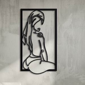 Feminine Woman Bathroom Wall Art, Female Body Wire Art, Minimalist Line Art, Modern Housewarming Gift, Women Metal Bathroom Wall Decor