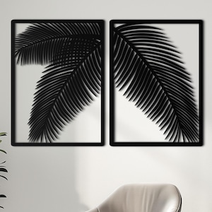 Metal Palm Set of 2 Metal Wall Decor, Metal Wall Art, Metal Art Wall Decor Living Room Wall Art, Modern Home Decor