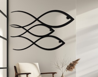 School of Fish Metal Wall Art, Modern Nautical Decor