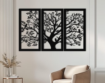 Metal Tree of Life Wall Art - 3- Piece Stainless Steel