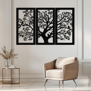Metal Tree of Life Wall Art - 3- Piece Stainless Steel