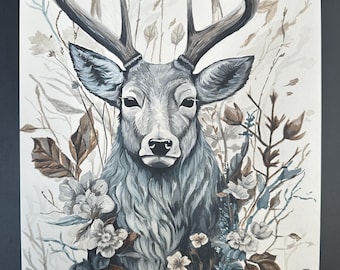 Malarstwo „Jelenie leśne”. Gwasz. Rysunek. Praca artystyczna.