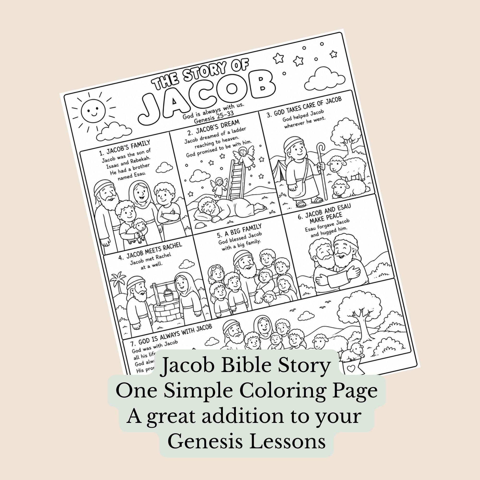 Jacob Bible Story Coloring Page | Genesis Sunday School Activity ...