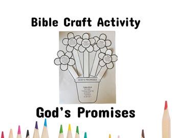 God’s Promises Bible Craft for Kids, Christian Coloring Cut and Paste, Printable PDF