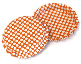 100 Tangerine w/ White Polka Dots Pattern Bottle Caps Jewelry Collection New Linerless Pastel